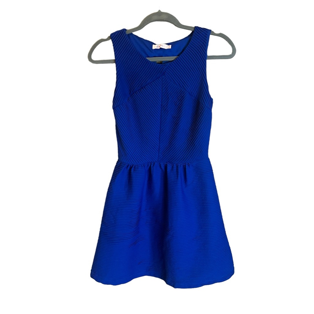 Candie’s Blue Skater Dress Size Medium with Bow and Stretch